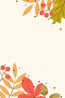 Background with autumn leaves Colorful autumn banner with fallen leaves and yellowed foliage. Template for event invitation, product catalog, advertising. vector