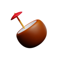 Noce di cocco 3d interpretazione icona illustrazione png