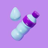 Water bottle and drop, 3D vector icon.