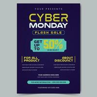 Cyber Monday flash sale flyer design with promo discount illustration on isolated background vector