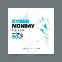 Realistic Cyber Monday 50 Percent Discount Social Media Post Template in White Background vector