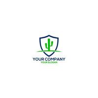 Cactus Shield Logo Design Vector
