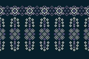 Ethnic geometric fabric pattern Cross Stitch.Ikat embroidery Ethnic oriental Pixel pattern blue background. Abstract,vector,illustration. Texture,clothing,frame,decoration,motifs,silk wallpaper. vector