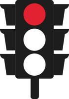 Red Traffic Light vector icon. Traffic signal sign. Stoplight. Road Instruction, regulation symbol, traffic rules design element
