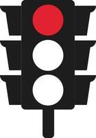 Red Traffic Light vector icon. Traffic signal sign. Stoplight. Road Instruction, regulation symbol, traffic rules design element