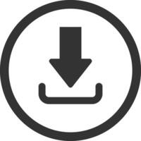 Simple Download icon. Download web button. Upload button. Load symbol. Round Vector illustration.