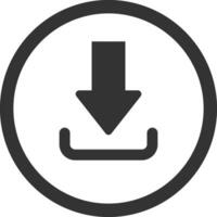 Simple Download icon. Download web button. Upload button. Load symbol. Round Vector illustration.