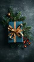 Celebrating Christmas with Fir Branches and Meaningful Gifts, AI Generated photo