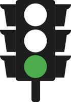 Green Traffic Light vector icon. Traffic signal sign. Go signal Road Instruction, regulation symbol, traffic rules design element