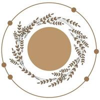 Craft label with natural elements. Sticker or icon for decoration. Vector image