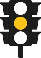 Yellow Traffic Light vector icon. Traffic signal sign. Wait signal Road Instruction, regulation symbol, traffic rules design element