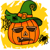 halloween pumpa huvud tecknad serie illustration för sublimering design png