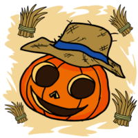 Halloween Pumpkin Head Cartoon Illustration For Sublimation Design png