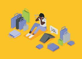 Excess Spending Crying Background vector