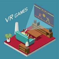 VR Gaming Isometric Composition vector