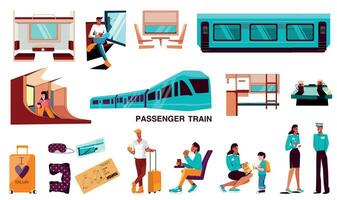 Passenger Train Flat Set vector