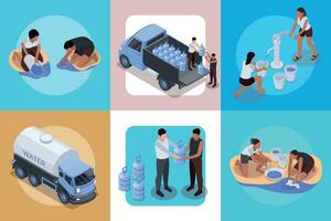 Water Scarcity Isometric Concept vector