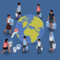 World Water Deficiency Composition vector