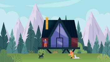 Glamping Flat Concept vector