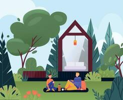 Glamping Flat Concept vector