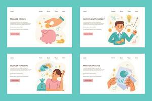 Financial Planning Flat Websites vector