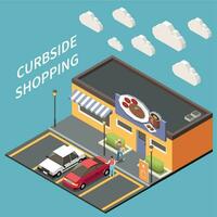 Curbside Shopping Isometric Composition vector