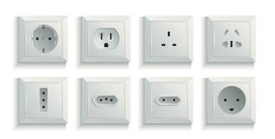 Power Wall Sockets Realistic Set vector