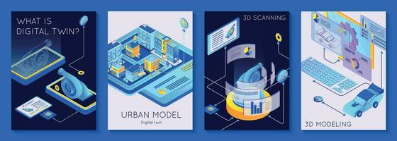 Digital Twin Technology Compositions vector