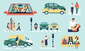 Safety And Transport Color Set vector