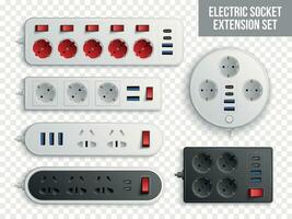 Electric Socket Extension Transparent Set vector