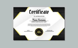 black and gold certificate template design for appreciation. luxury style certificate design. certificate for appreciation of business and education. vector