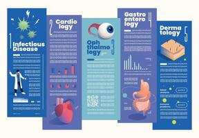 Sections Of Medicine Isometric Colored Flowchart vector