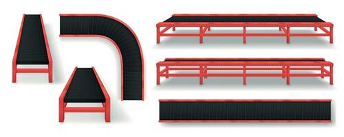 Conveyor Belt Realistic Set vector