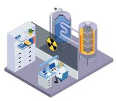 nuclear laboratorio isométrica composición vector