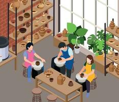 Pottery Workshop Isometric Composition vector