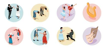 Theater Isometric Round Compositions vector