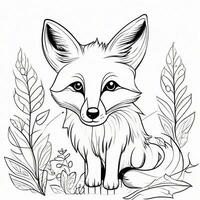 line art Sketch of fox, miminal design, generated by Generative AI photo