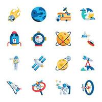 A Collection of Space Exploration Flat Icons vector