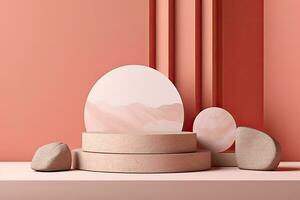 Abstract background for cosmetic product display stone podium minimal background photo