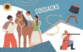 Cossack Flat Concept vector