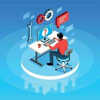 Technical Support Isometric Background vector