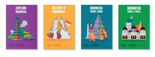 Indonesia Poster Set vector