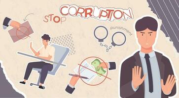 Stop Corruption Flat Collage vector