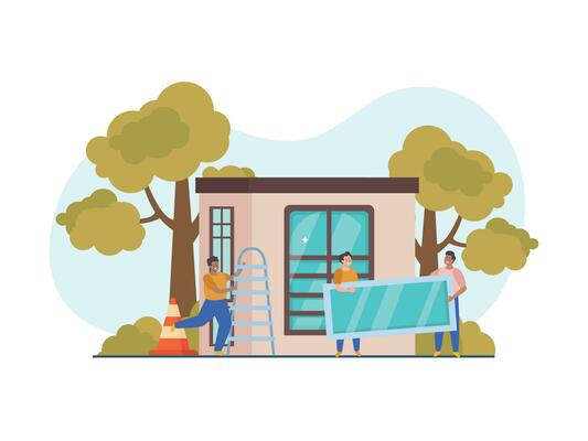 Plastic Windows Install Composition