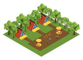 Isometric Glamping Isolated Composition vector