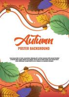 Poster Template Vector Leaves for Autumn Seasons