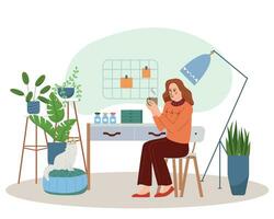 Green Workplace Flat Background vector