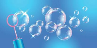 Realistic Soap Bubble Composition vector