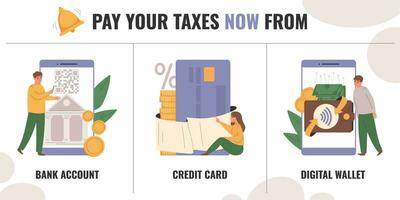 Tax Pay Flat Set vector