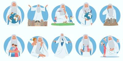 God Scenes Round Compositions vector